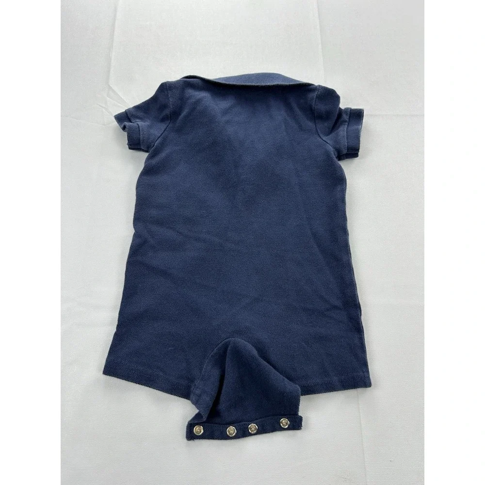 Ralph Lauren Baby Boys 3M Navy Polo Romper Shortall Sailboat Nautical Cotton